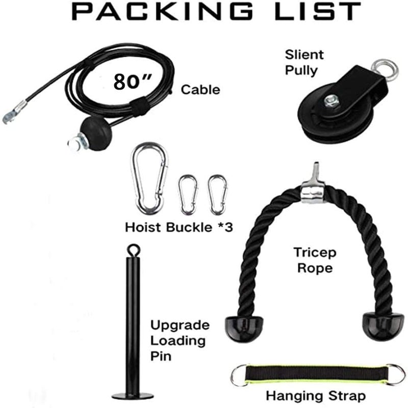 Morwealth Cable Pulley System Home Gym, LAT Pull Down Weight Pulley System Gym Fitness DIY Loading Pin Weight Lifting Triceps Rope Workout Adjustable Length Pulley Cable Machine Attachments for Home Gym - Image 2